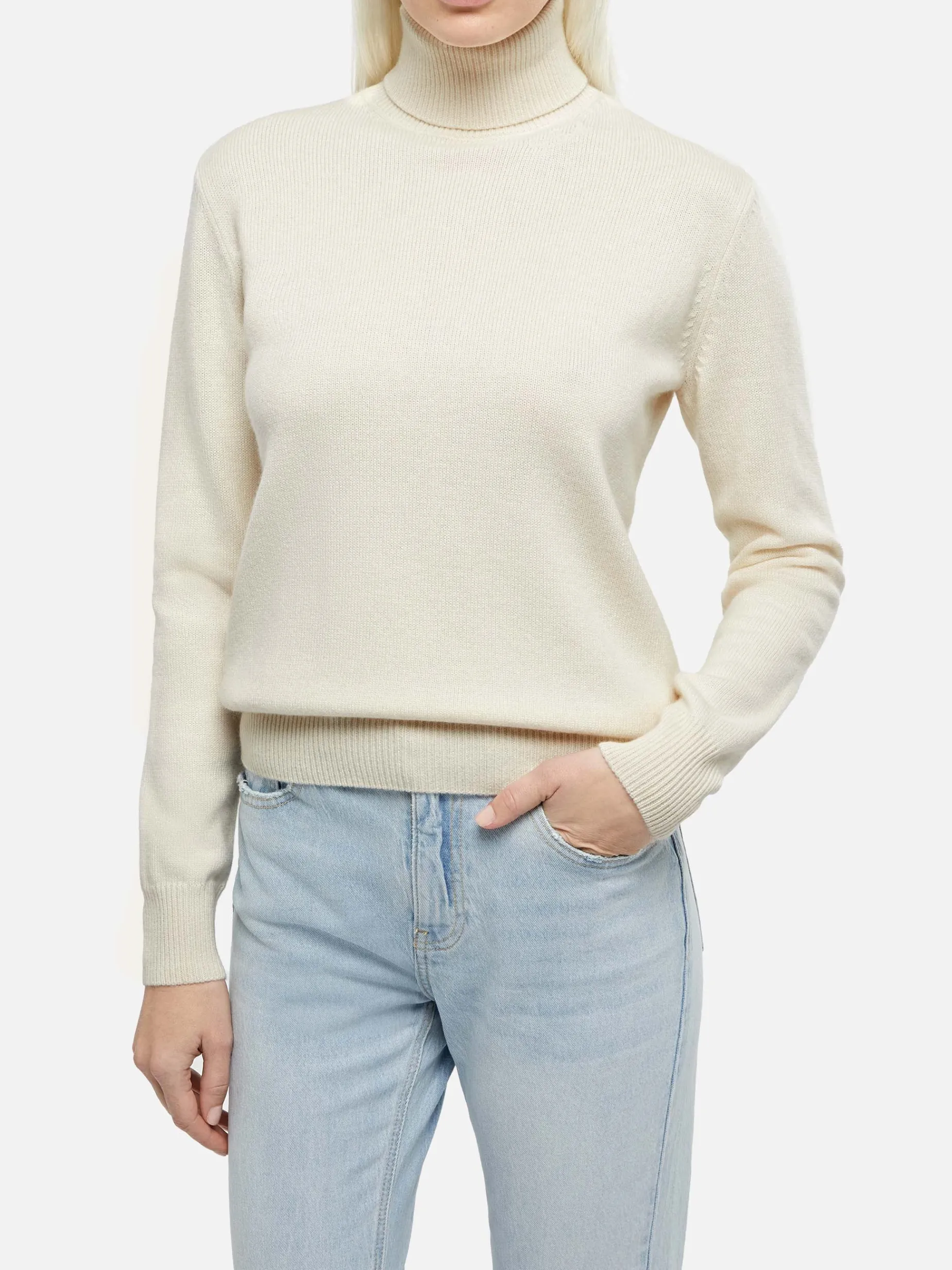 Maglione da donna Moody bianco a costine sottili