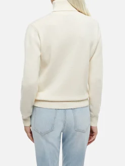 Maglione da donna Moody bianco a costine sottili