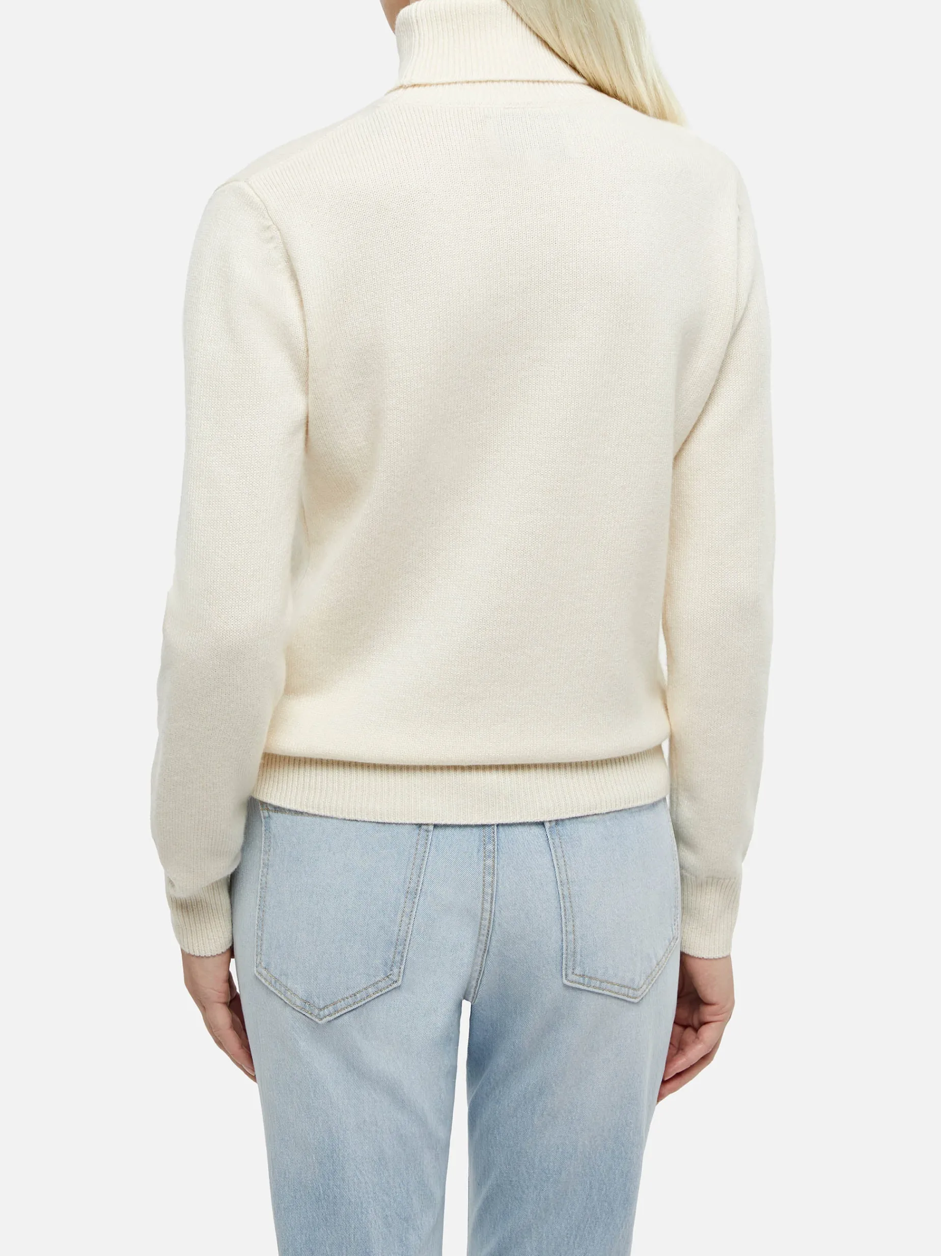 Maglione da donna Moody bianco a costine sottili