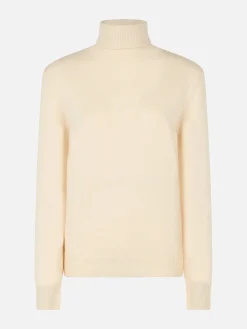 Maglione da donna Moody bianco a costine sottili