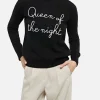 Maglione da donna nero New Queen con ricamo Queen of the night