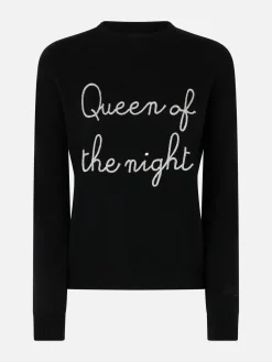Maglione da donna nero New Queen con ricamo Queen of the night