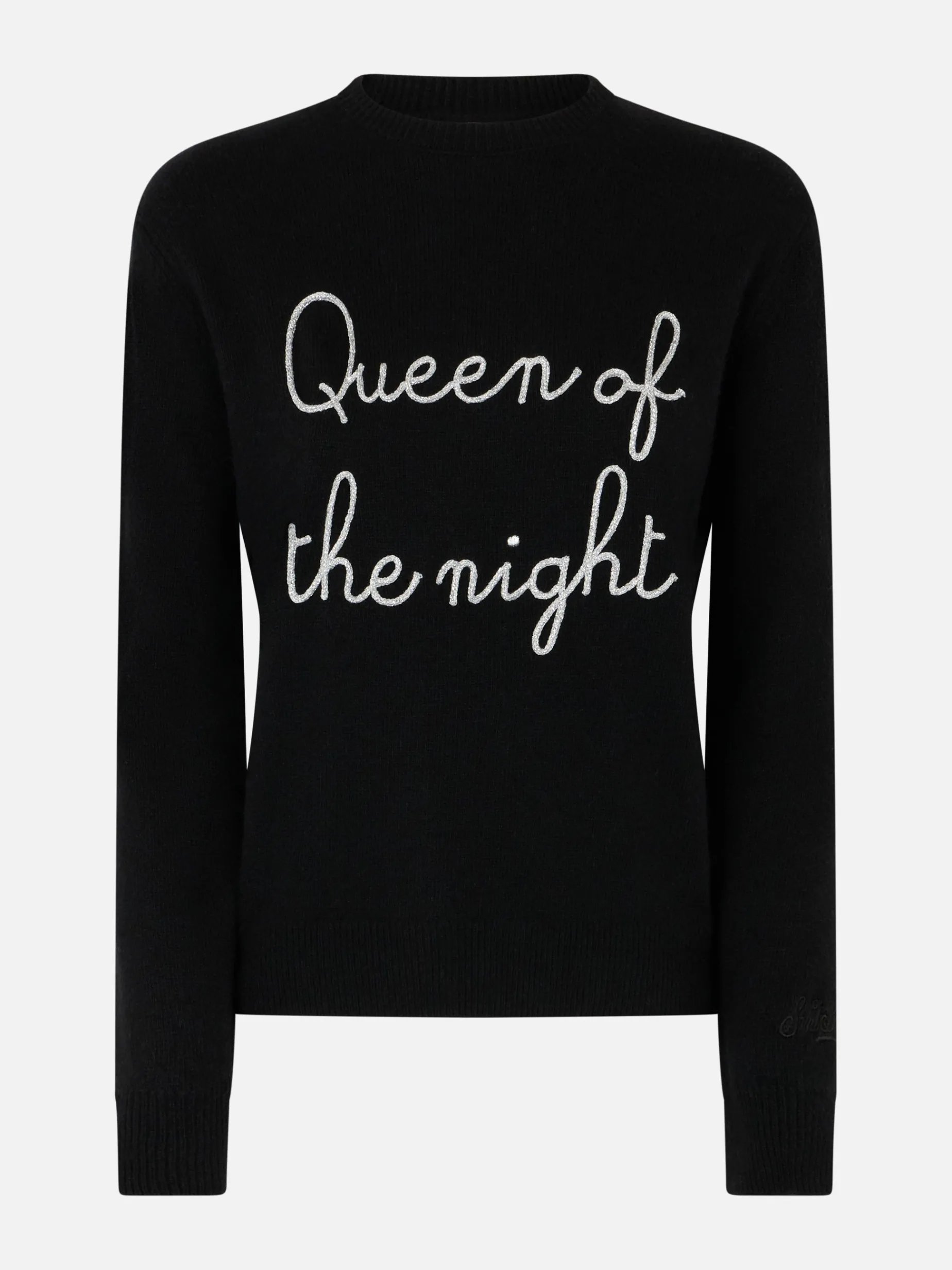 Maglione da donna nero New Queen con ricamo Queen of the night
