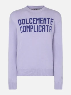 Maglione da donna viola New Queen con stampa Dolcemente Complicata