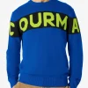 Maglione da uomo blu con scritta Courma