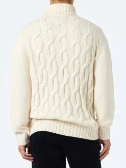 Maglione da uomo in misto cashmere a trecce Fisherman