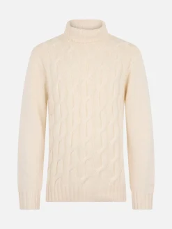 Maglione da uomo in misto cashmere a trecce Fisherman