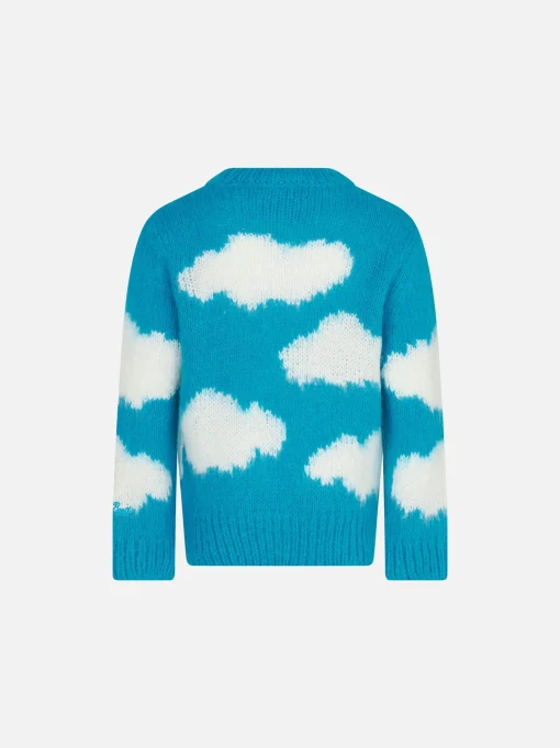 Maglione garzato da bambina con ricamo Tra le nuvole