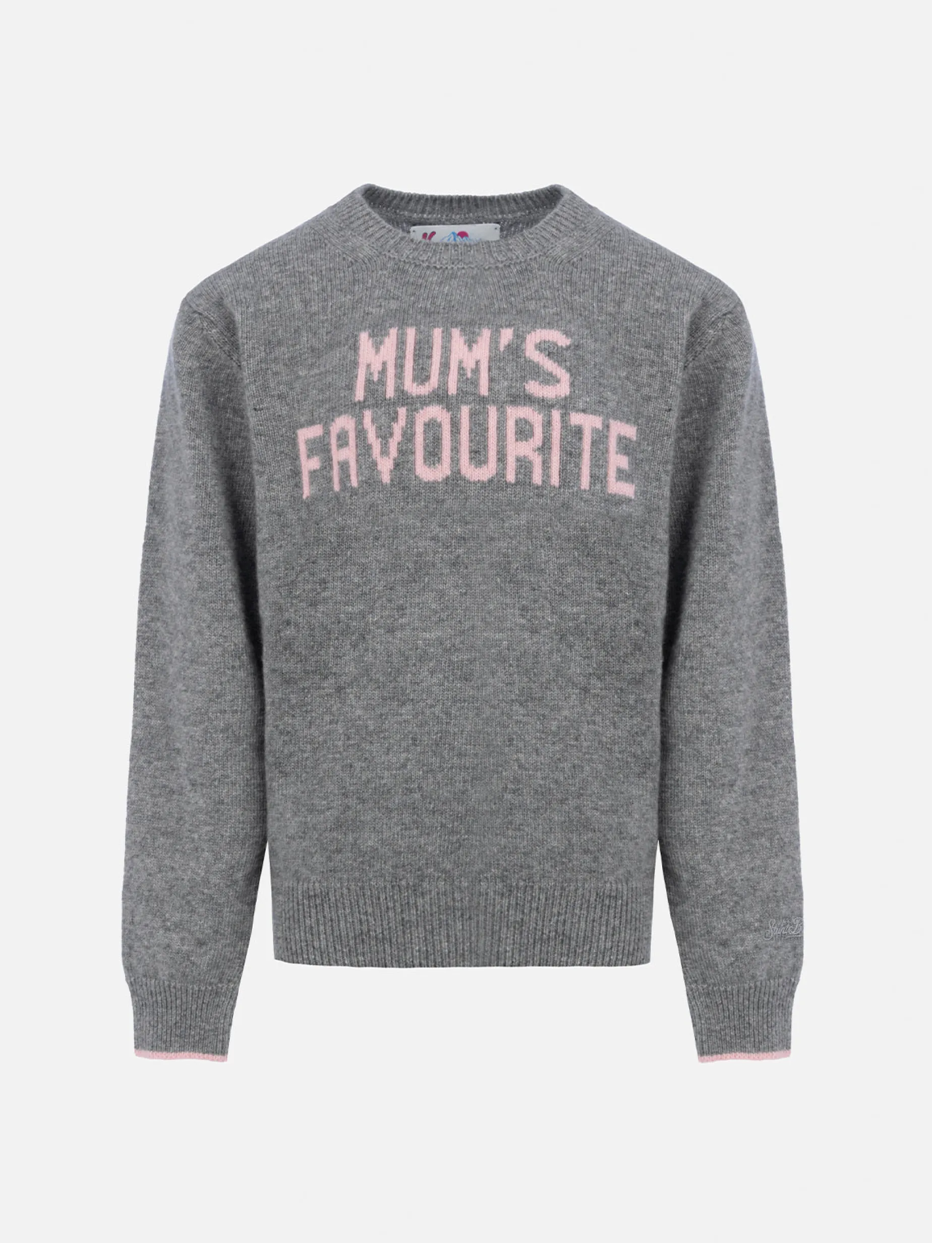 Maglione girocollo grigio da bambina Princess con la stampa Mum's Favourite