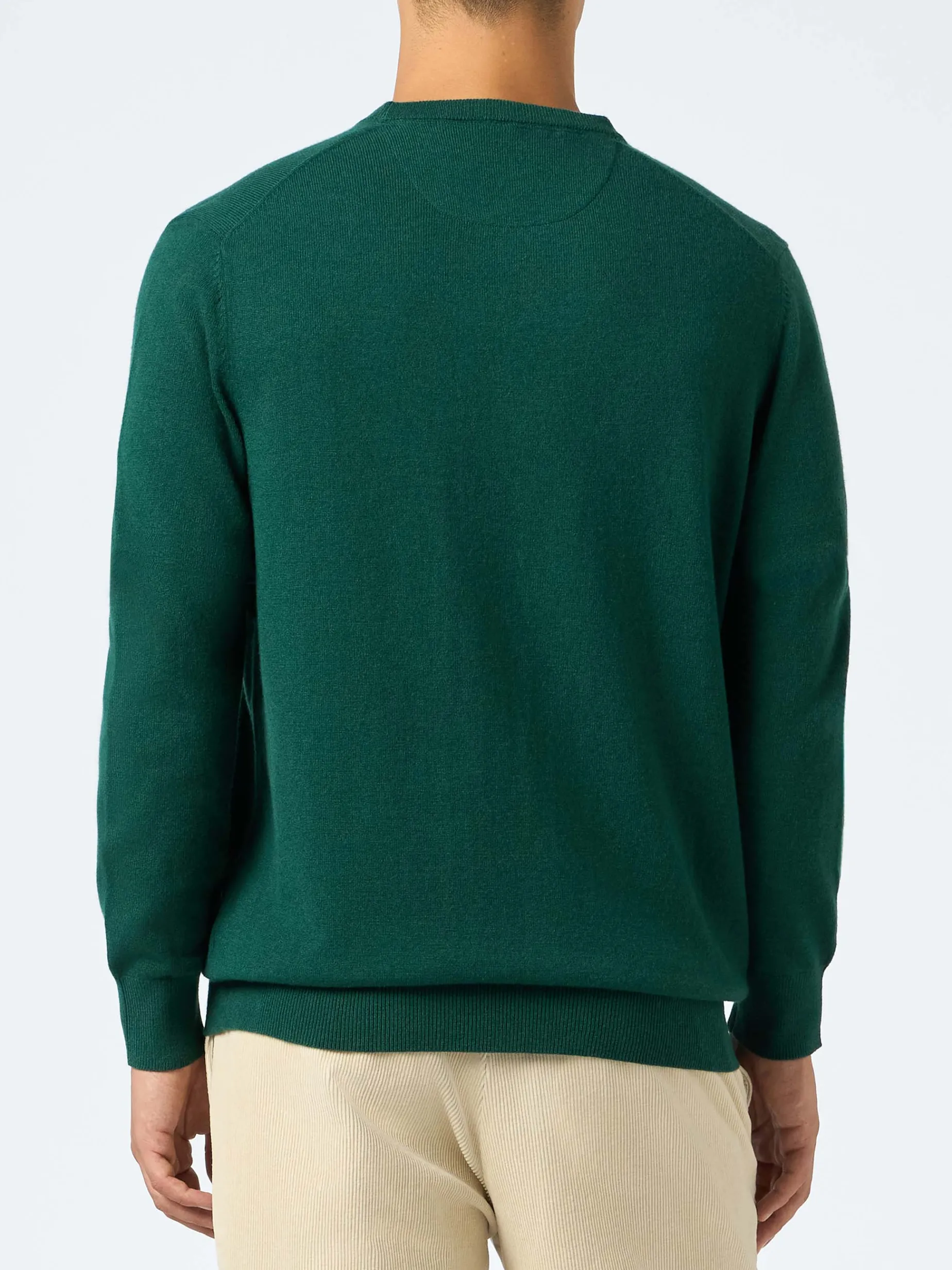 Maglione girocollo in misto cashmere verde inglese da uomo Regent