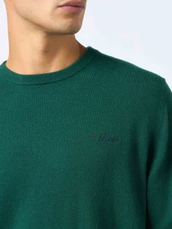 Maglione girocollo in misto cashmere verde inglese da uomo Regent