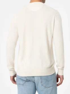 Maglione girocollo in misto cashmere bianco da uomo Regent