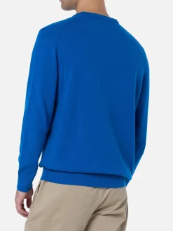Maglione girocollo in misto cashmere bluette da uomo Regent
