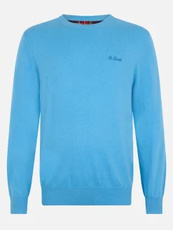 Maglione girocollo in misto cashmere blu polvere da uomo Regent