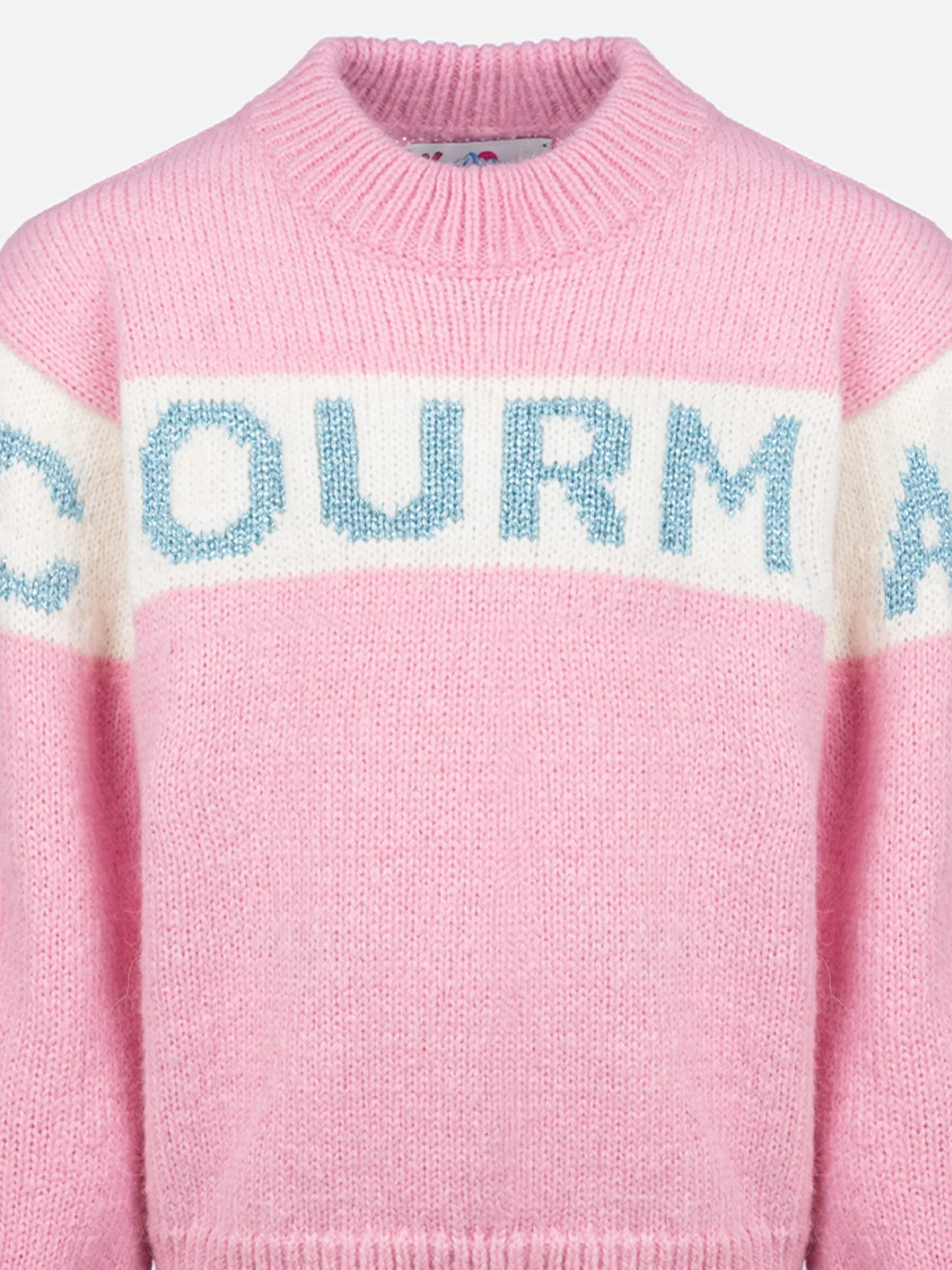 Maglione girocollo rosa Danya con logo Courma in lurex