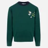 Maglione girocollo verde da bambino Douglas Light con ricamo palla di neve Snoopy | EDIZIONE SPECIALE SNOOPY PEANUTS