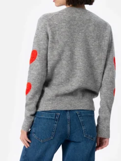 Maglione grigio da donna New Queen ricamo Kissene frega