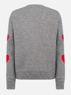 Maglione grigio da donna New Queen ricamo Kissene frega