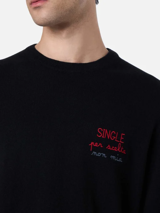 Maglione nero da uomo Heron con ricamo Single per scelta non mia