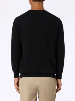 Maglione nero da uomo Heron con ricamo Non ci resta che sbocciare