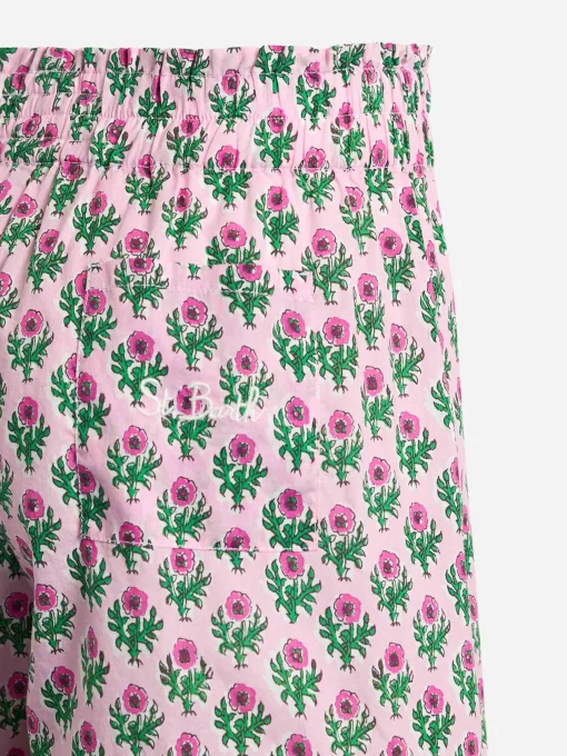 Pantaloncini da bambina Ander P in cotone con volant e stampa a fiori