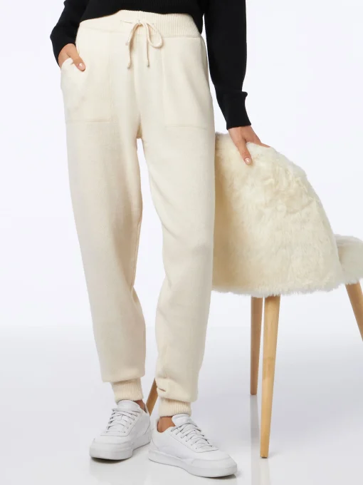 Pantaloni da jogging bianchi da donna in maglia