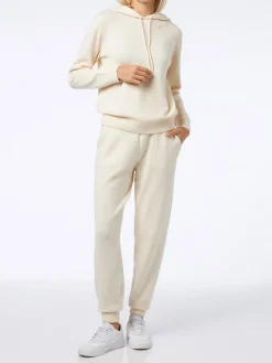 Pantaloni da jogging bianchi da donna in maglia