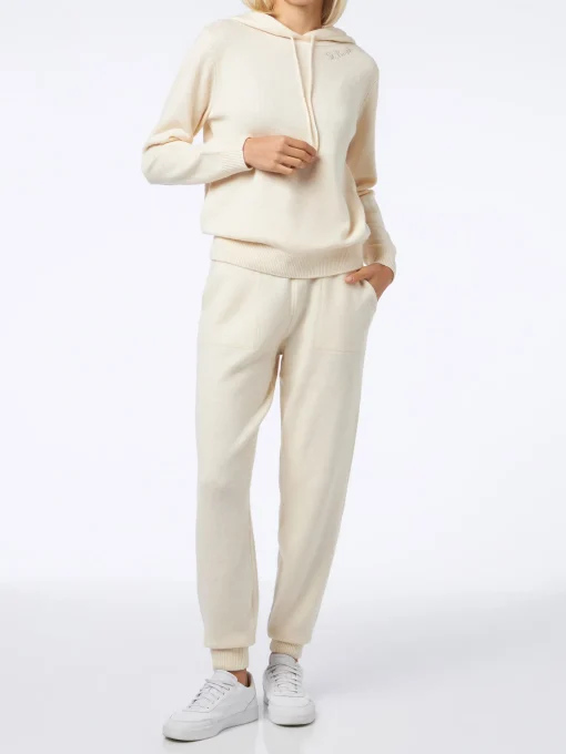 Pantaloni da jogging bianchi da donna in maglia