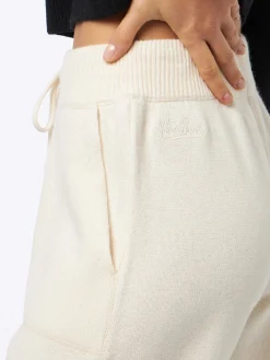 Pantaloni da jogging bianchi da donna in maglia