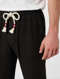 Pantaloni da uomo Calais in lino nero con coulisse