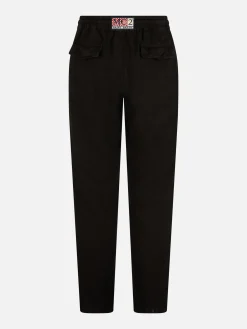 Pantaloni da uomo Calais in lino nero con coulisse