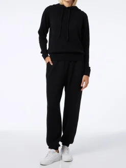 Pantaloni jogger neri da donna in maglia