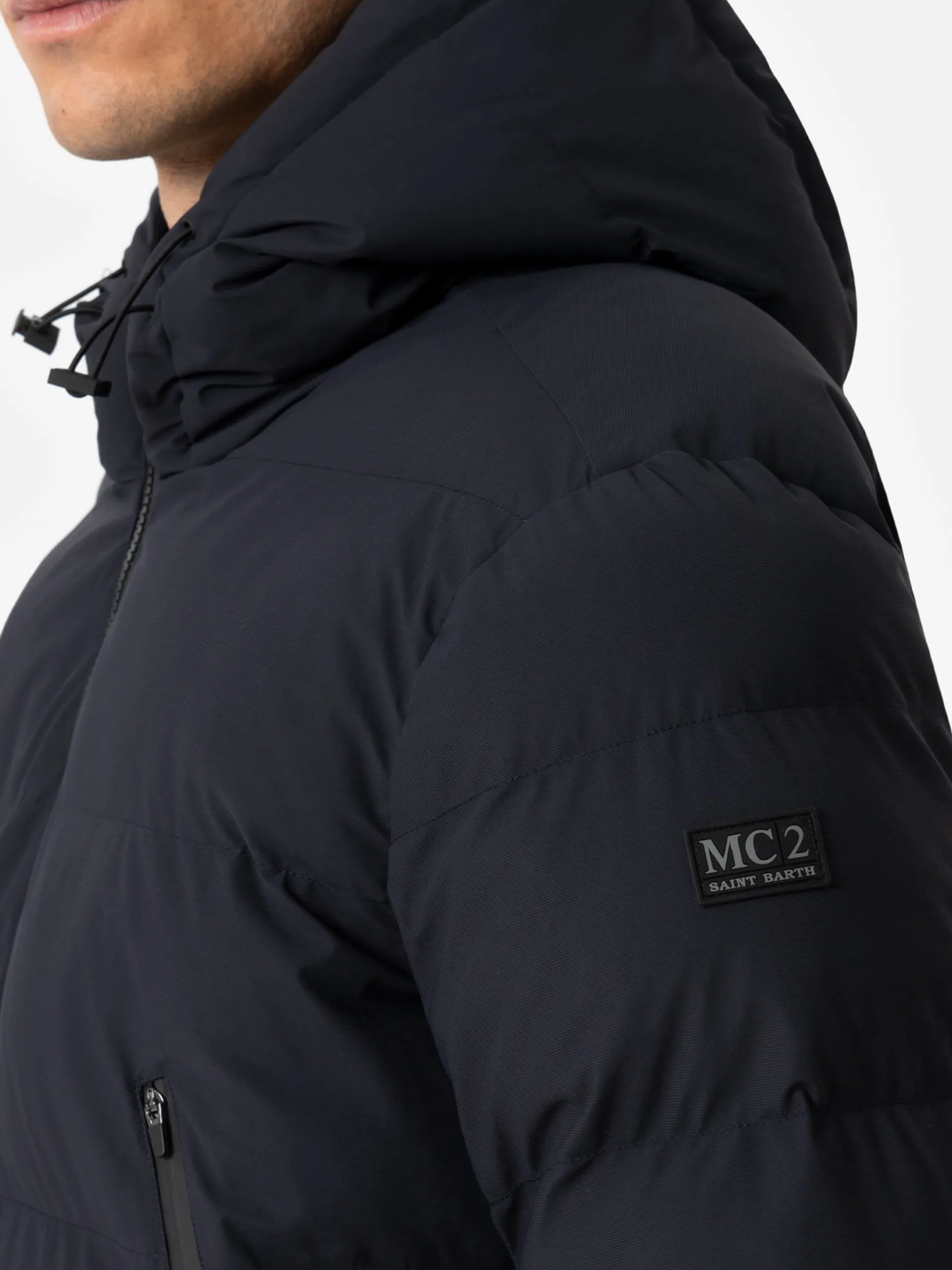 Piumino con cappuccio blu navy da uomo Maier