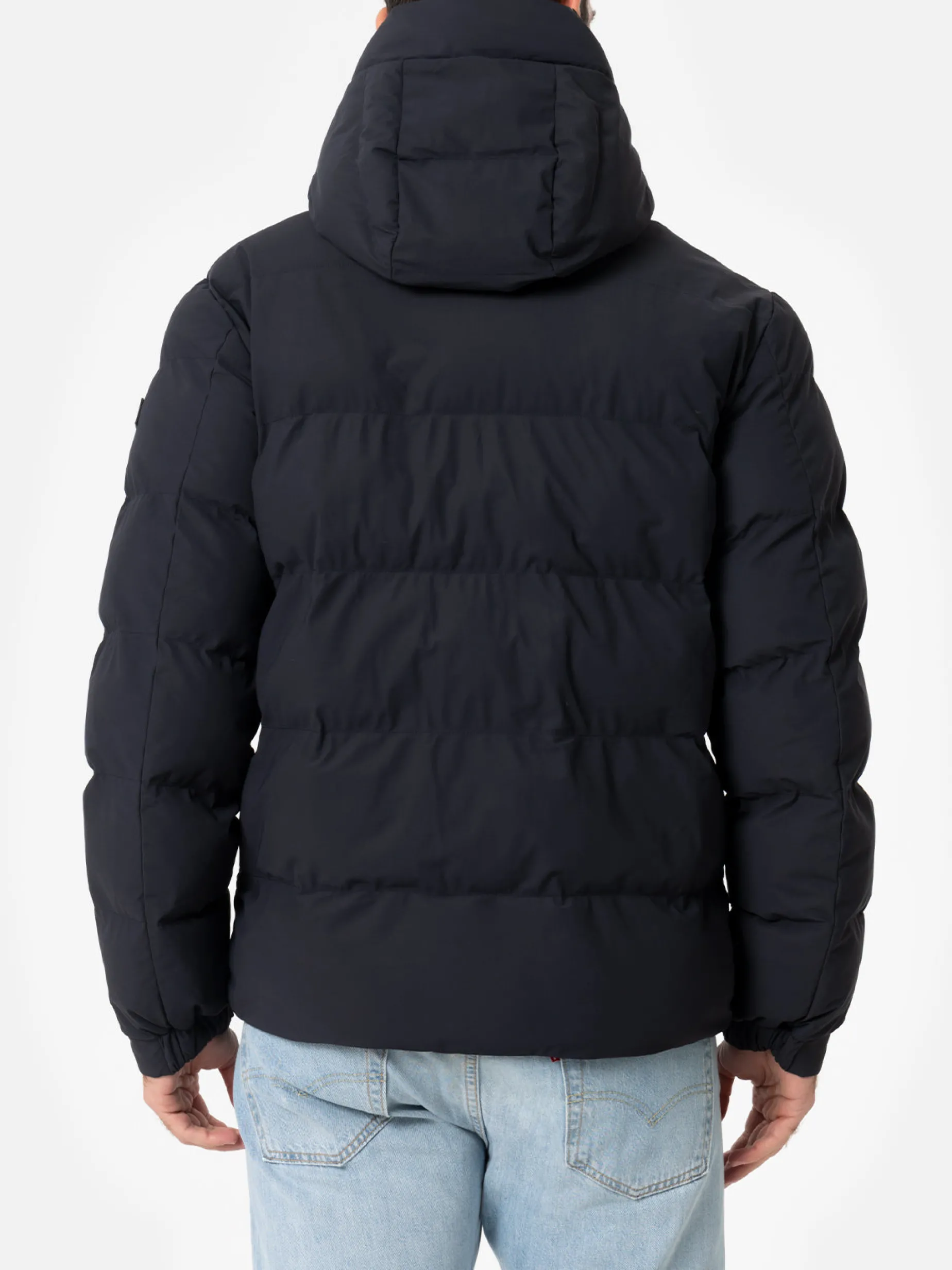 Piumino con cappuccio blu navy da uomo Maier