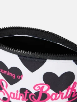 Pochette Aline in lana bianco sporco con stampa a cuori