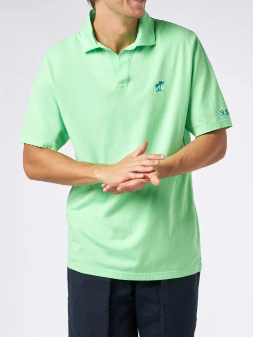 Polo da uomo in jersey di cotone verde