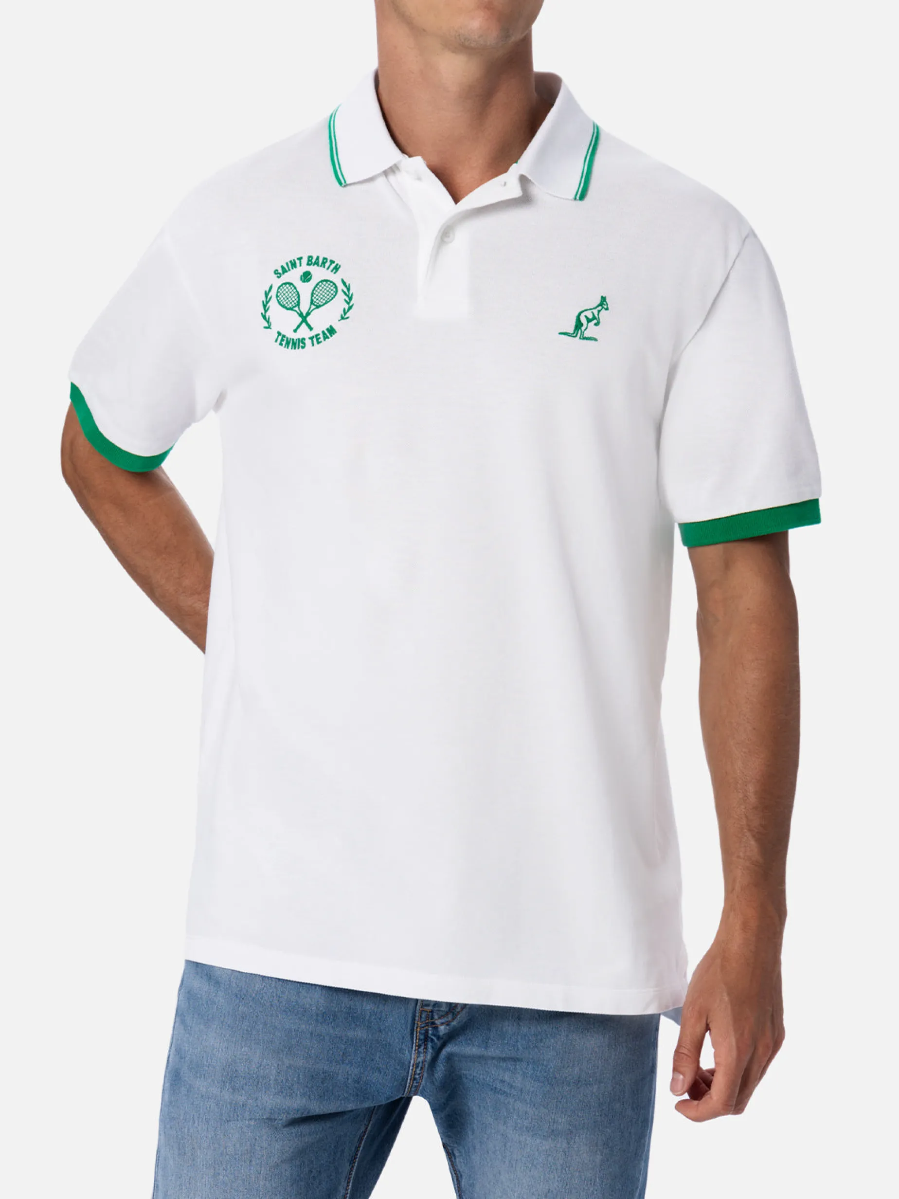 Polo da uomo in piquet di cotone bianco Beverly Hills | AUSTRALIAN BRAND SPECIAL EDITION