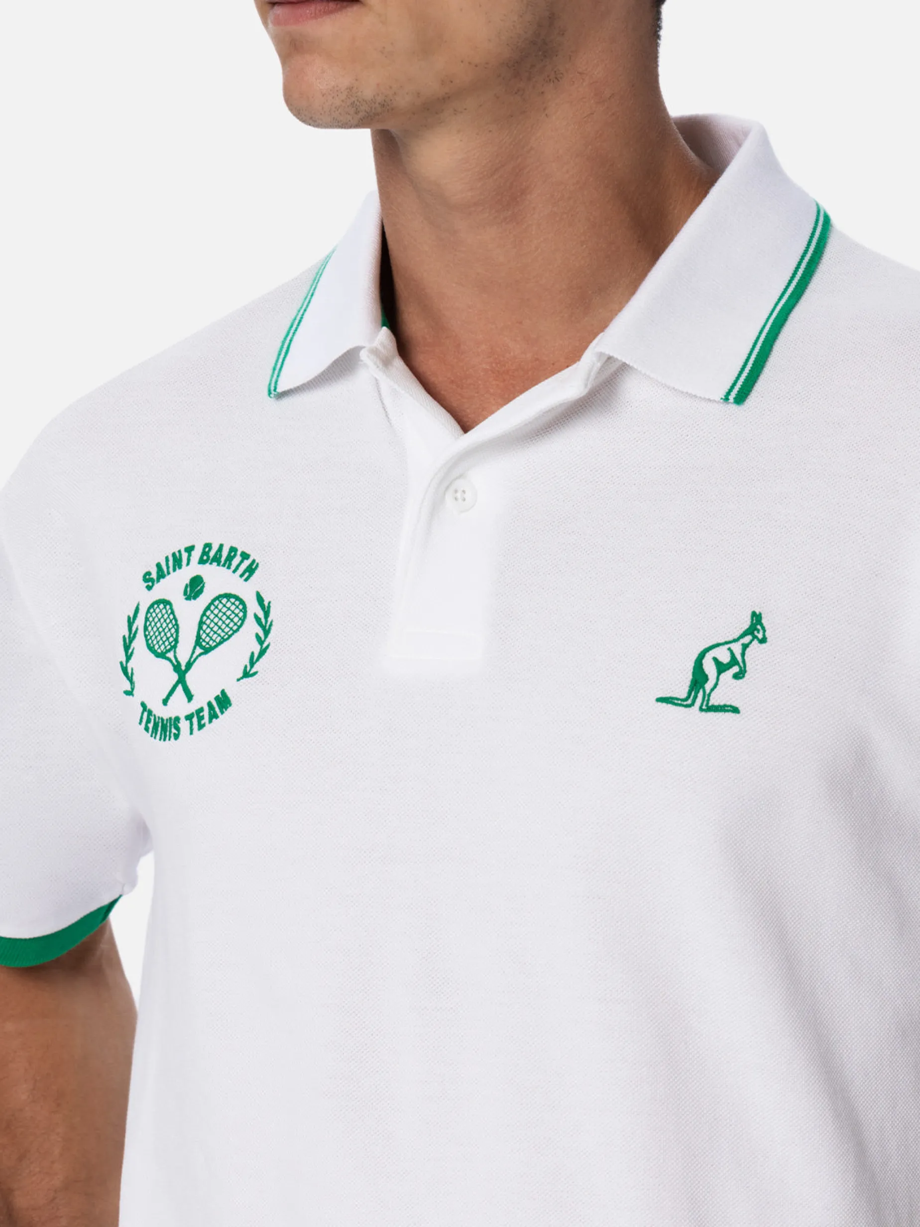 Polo da uomo in piquet di cotone bianco Beverly Hills | AUSTRALIAN BRAND SPECIAL EDITION