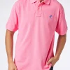 Polo da uomo in piquet rosa con logo St. Barth ed effetto vintage