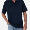 Polo da uomo in spugna blu a costine Jeremy