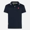 Polo in piquet blu con logo St. Barth