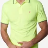Polo in piquet giallo fluo con logo St. Barth check