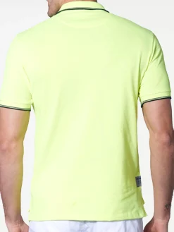Polo in piquet giallo fluo con logo St. Barth check