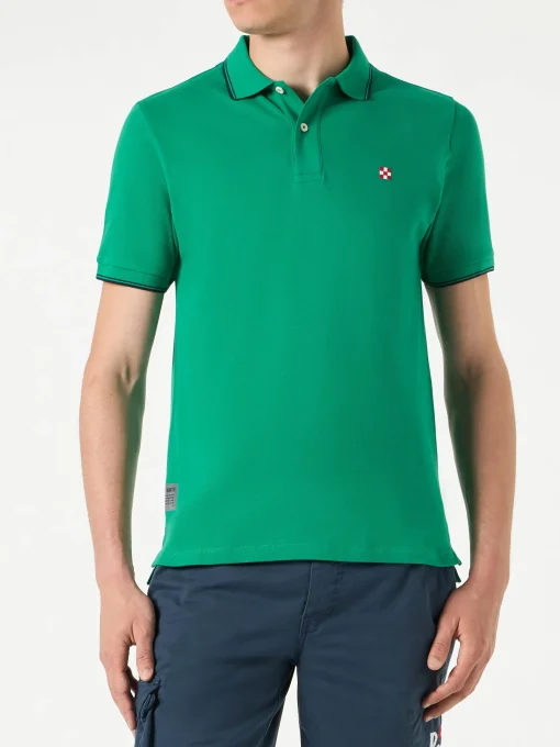Polo verde con logo St. Barth check