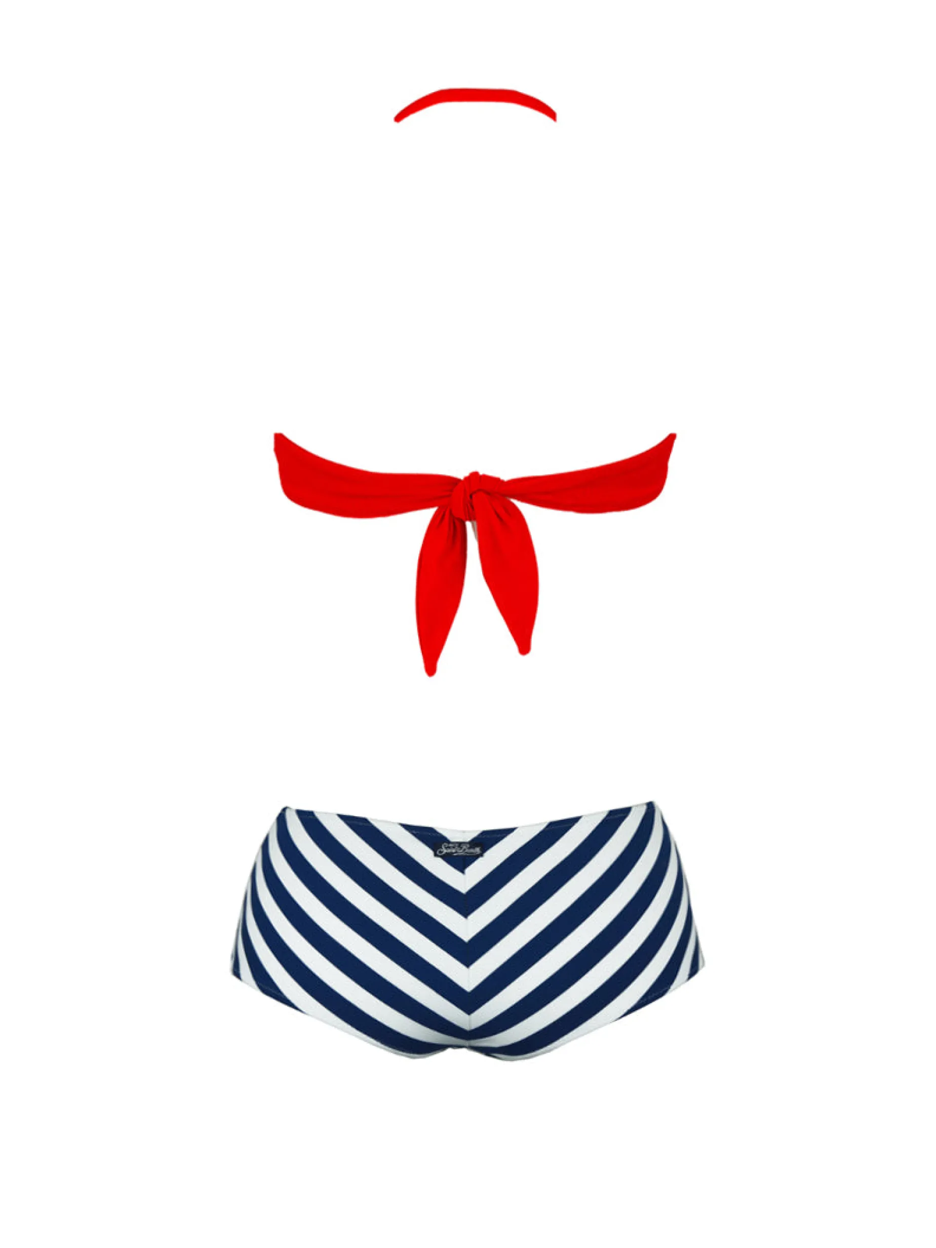 Slip da bagno alti vintage Bikini con stampa a righe blu