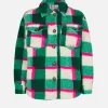Sovracamicia da bambina in sherpa con stampa tartan