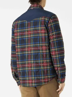 Sovracamicia imbottita tartan da uomo con tasche a toppa
