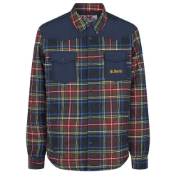 Sovracamicia imbottita tartan da uomo con tasche a toppa