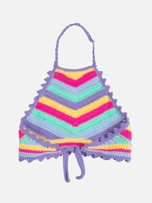 Top all'uncinetto da bambina con scollo all'americana