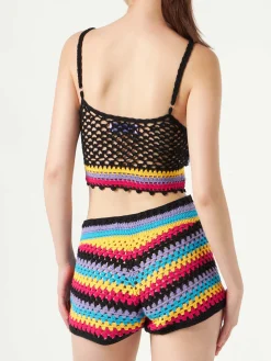 Top all'uncinetto multicolore